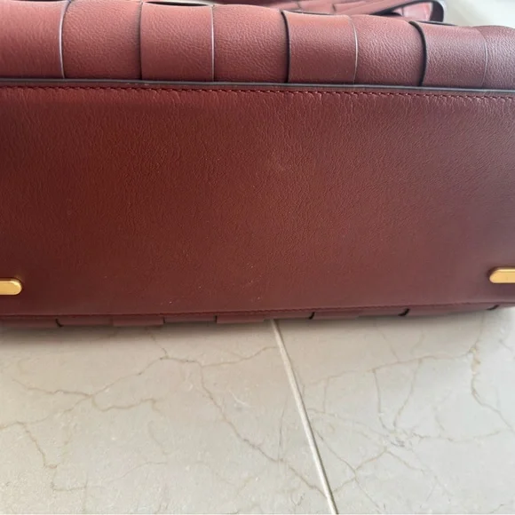 Tory Burch Lee Radziwill Woven Leather Shoulder Bag in Brown with Gold Hardware - Picture 6 of 6